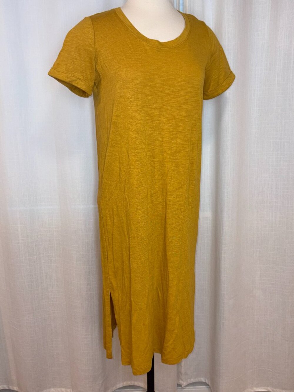 Yellow Summer Dress Crewneck Cotton blend